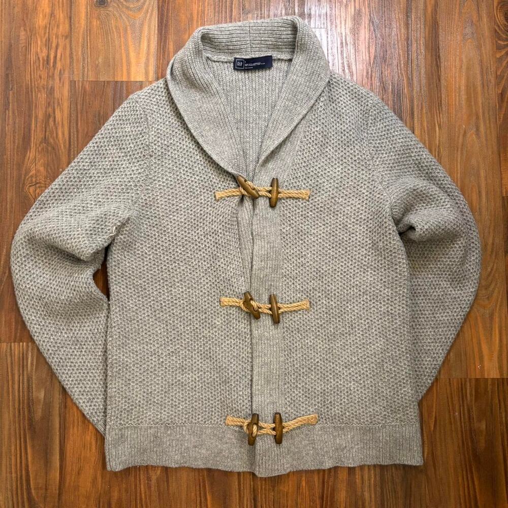 Vintage GAP Toggle Lambswool Shawl Cardigan Sweater - Gray - Mens L